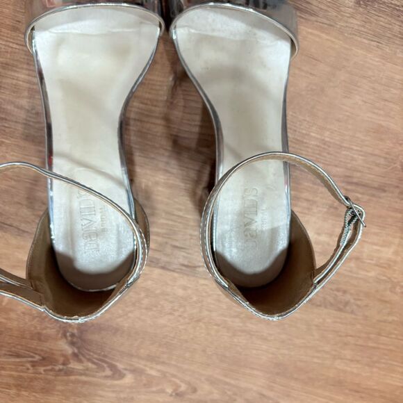 David’s Bridal Silver Block Heel Strappy shoe open toe size 8 - Picture 2 of 8